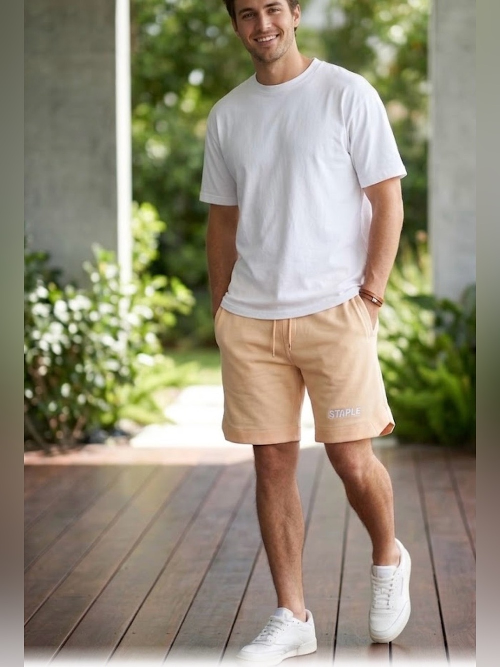 Staple Men’s Peach Athletic Drawstring Shorts size L